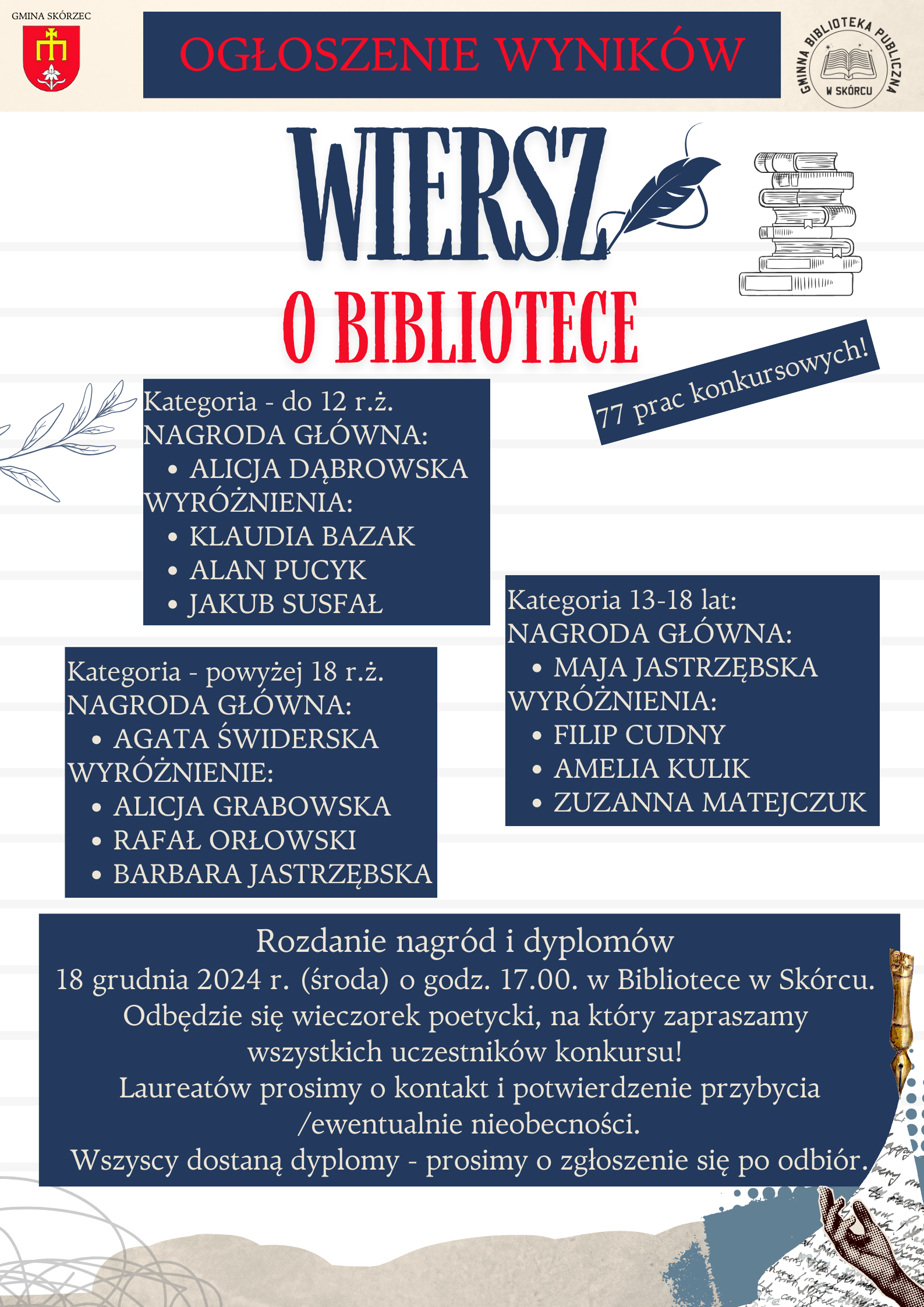 FINAŁ KONKURSU „WIERSZ O BIBLIOTECE”